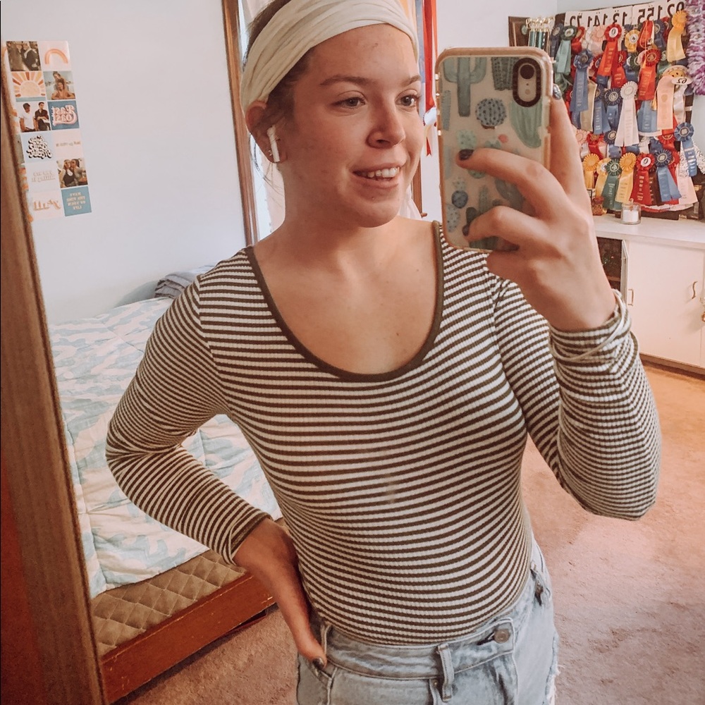 striped bodysuit with open back